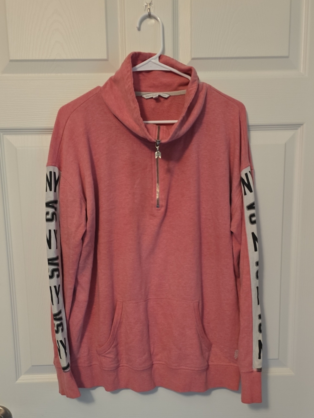 Victoria's Secret Pink Half-Zip Cowl Neck Sweater Sz LG